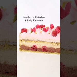 Raspberry, Pistachio and Ruby Chocolate Entremet #dessert