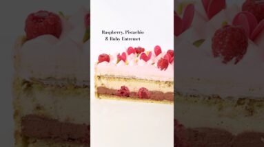 Raspberry, Pistachio and Ruby Chocolate Entremet #dessert